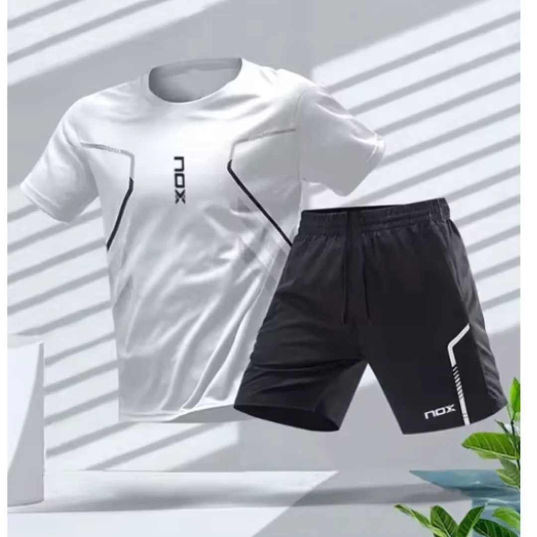 Nox Men\'s Tennis Sports T-shirt And Loose Shorts Set Comfortable Football Sports Shorts Summer Men\'s Badminton Training Wear