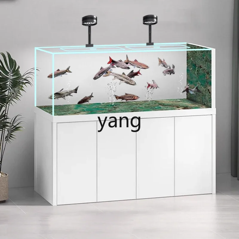 yjq Ultra White Arowana Tank Pipeless Bottom Filter Tank Living Room Butterfly Koi