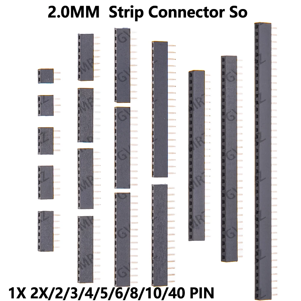 10pcs 1X 2X/2/3/4/5/6/8/10/40 PIN Single Row Straight FEMALE PIN HEADER 2.0MM 2MM Strip Connector So