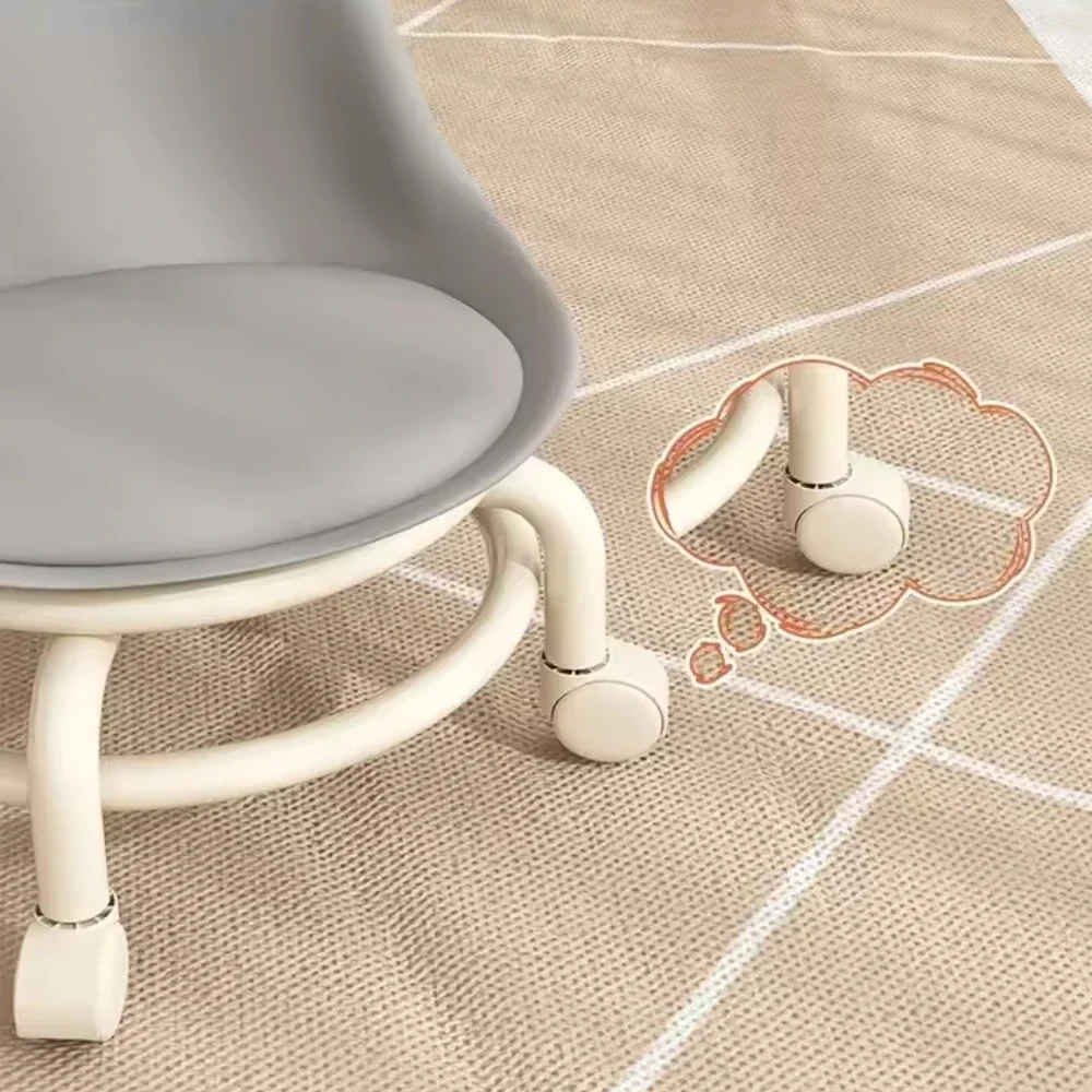 Household Backrest Pulley Low Stool Waist Protection 360 Degree Rotating Versatile Round Stools Modern Simple Universal Wheel