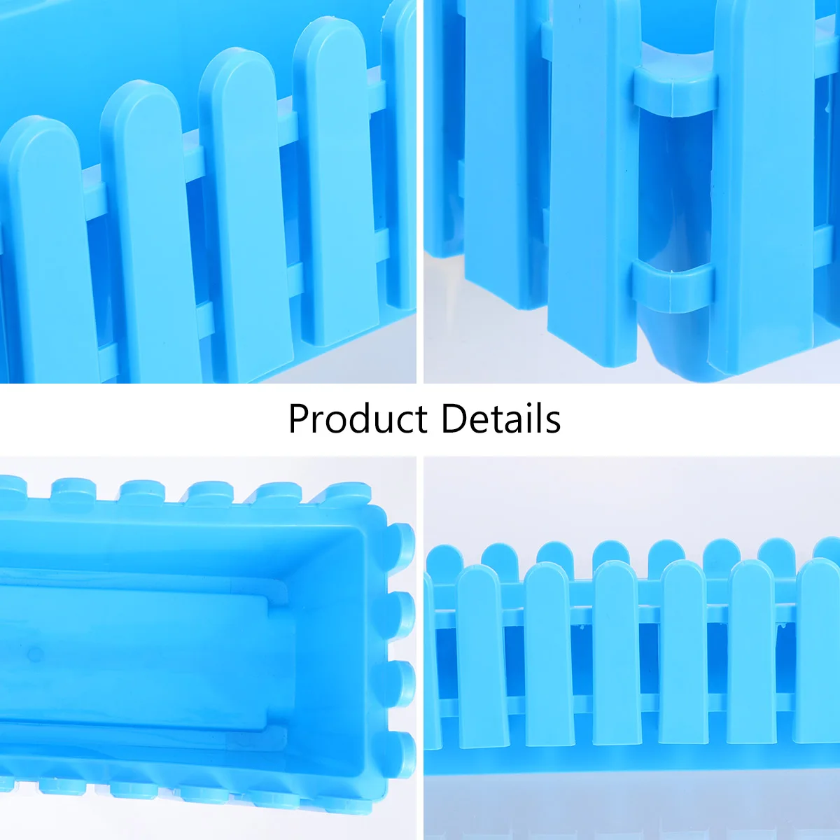 

Plastic Flower Pot Fence for Succulents Blue Pp Resin Garden Planter Rectangular Vase Plants Container Decorative
