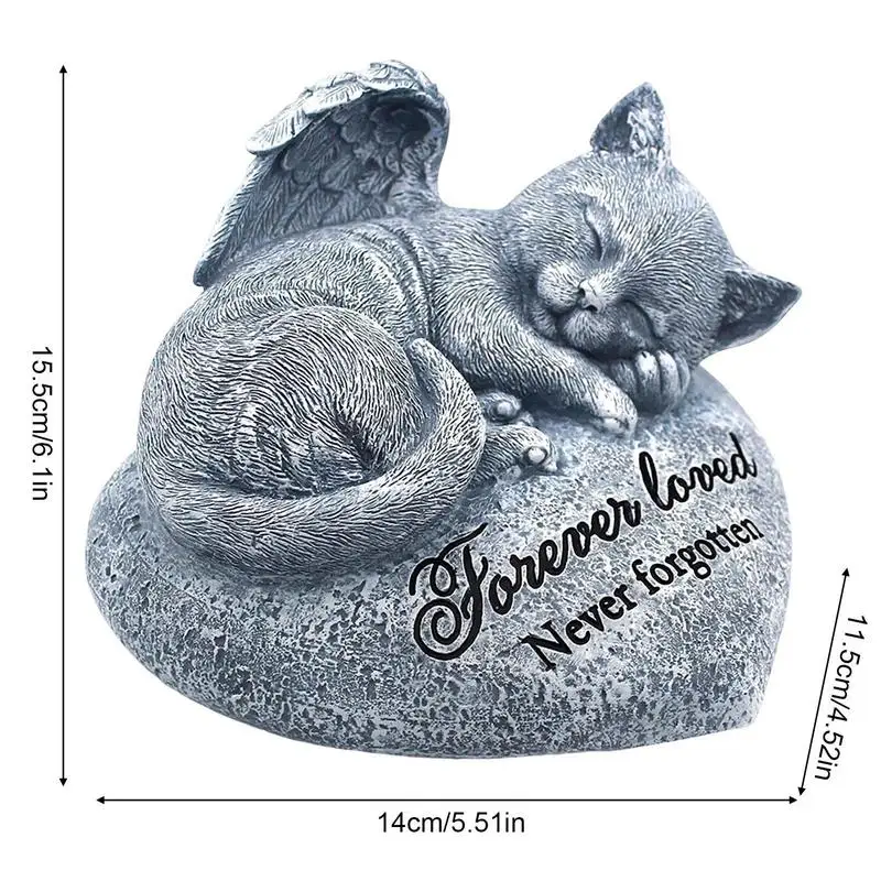 Resin Angel Cat Pet Memorial Statue Sleeping Cat Garden Sculpture Outdoor Patio Yard Decor Pet Cat Tombstone Home Decor Ornament