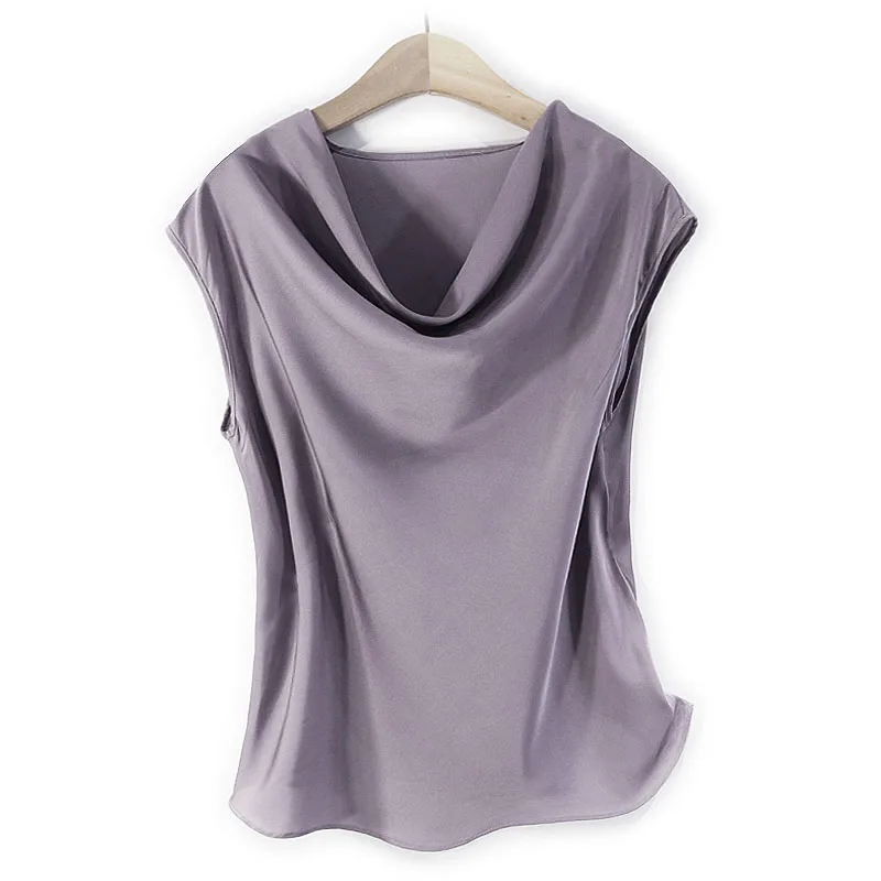 Light Luxury Temperament Swing Collar 2022 Women\'s Summer New Silk Vest Mulberry Silk Top Fashionable Commuting