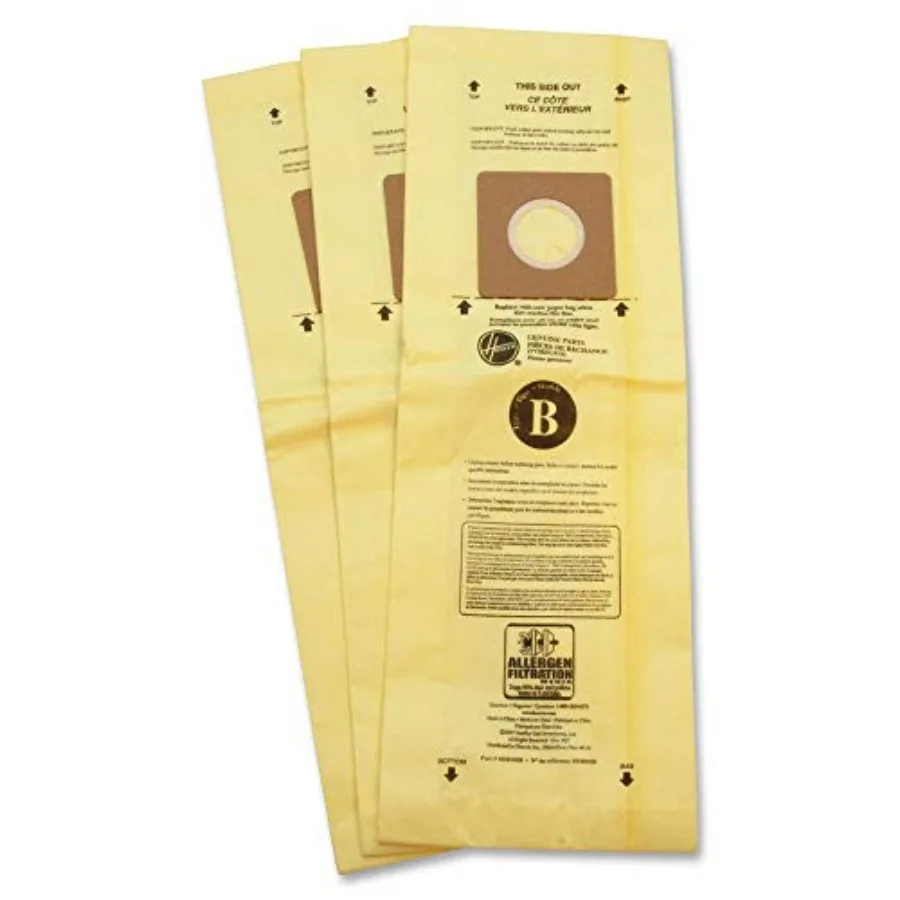 

Vacuum Cleaner Bags for Upright Vacs, Pack of 3, Multicolor, Type B Allergen Filtration, Part # 4010103B, Vacuum Bags Refill