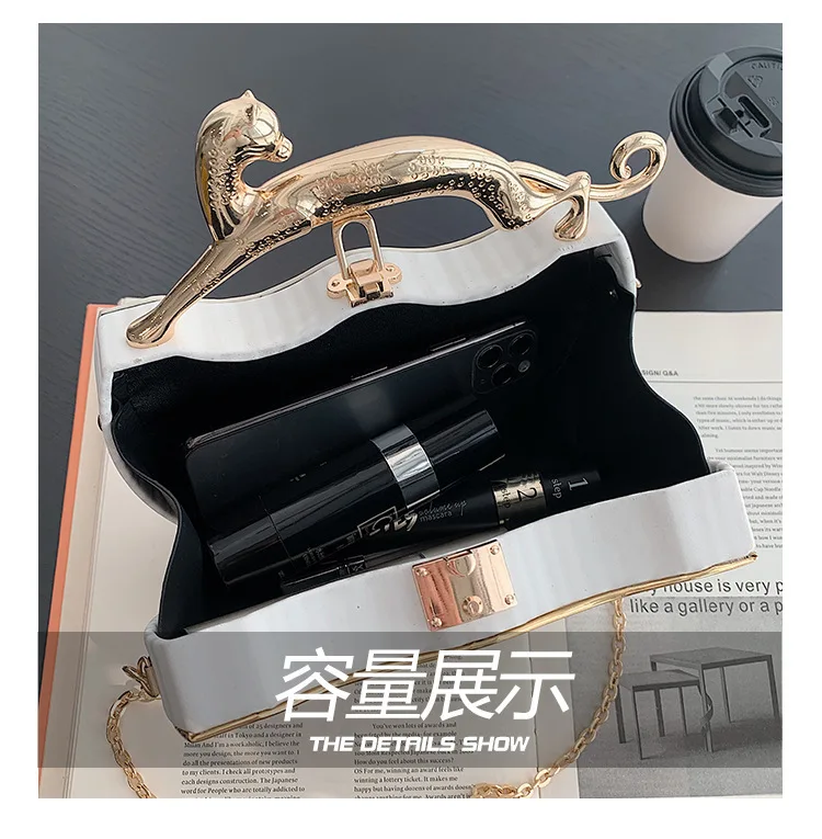 Luxury Designer Stripe Printed Women\'s Handbag Fashion Chain Single Shoulder Crossbody Bag New Ladies Box Shape Messenger Bag