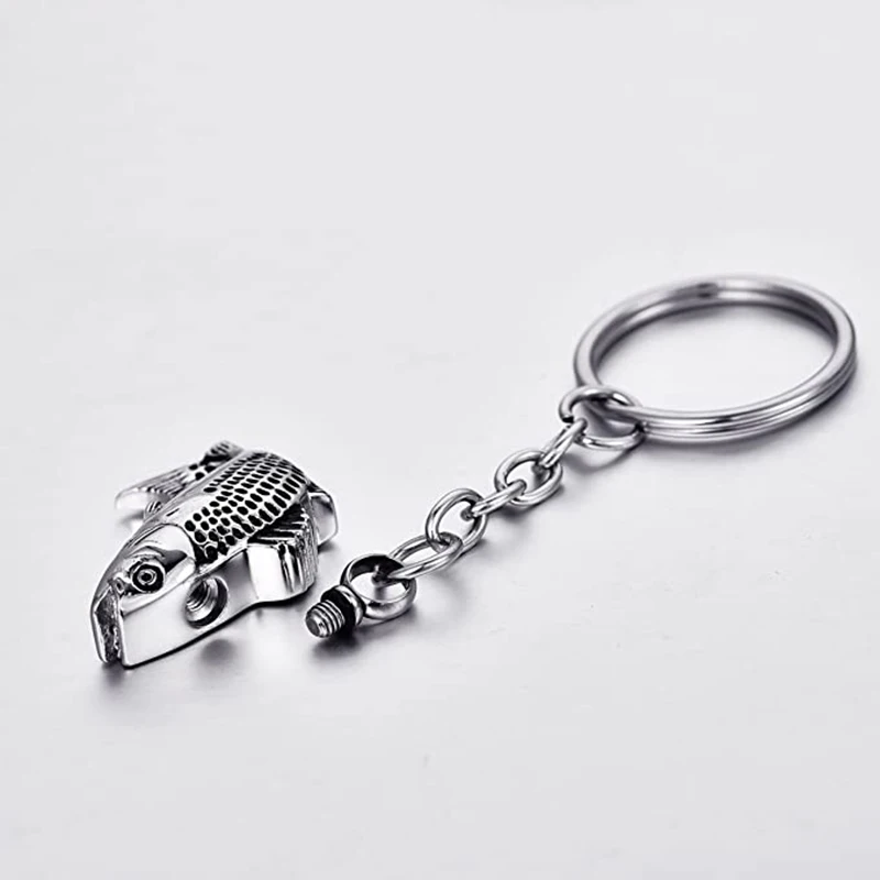 Customized Fish Cremation Urn Keychain Keepsake Stainless Steel Memorial Ashes Keyring Jewelry Dropshipping