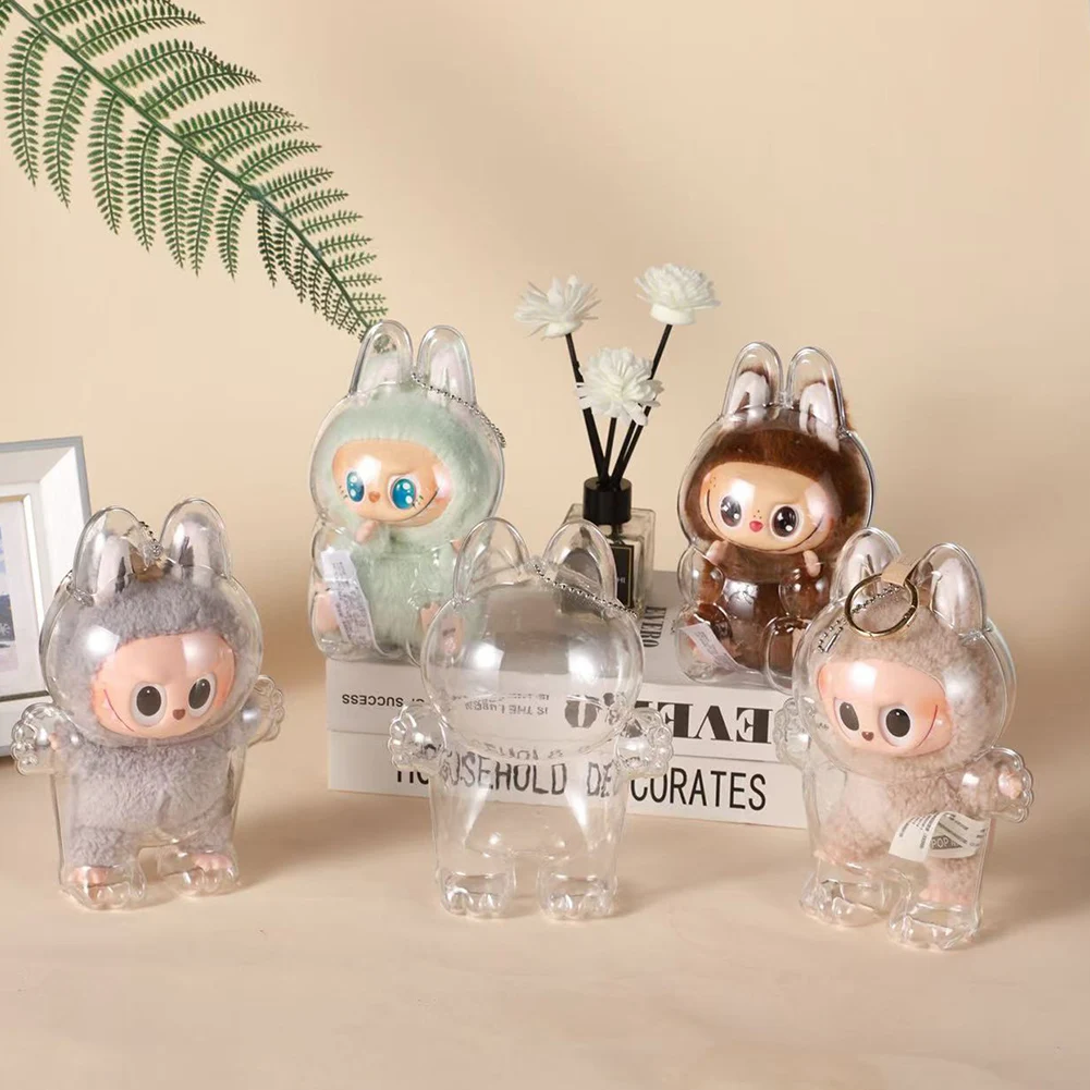 Ins moda labubu os monstros caixa brinquedo bonito urso de pelúcia boneca elfo pelúcia kawaii bonecas & capas transparentes anime figura brinquedo