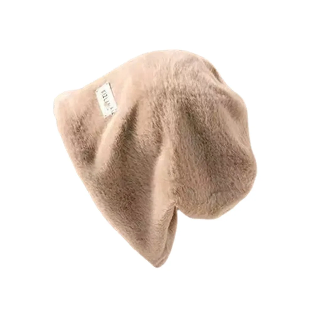 

Модная плюшевая шапка-бини, теплая однотонная шапка Skullies, женская кепка