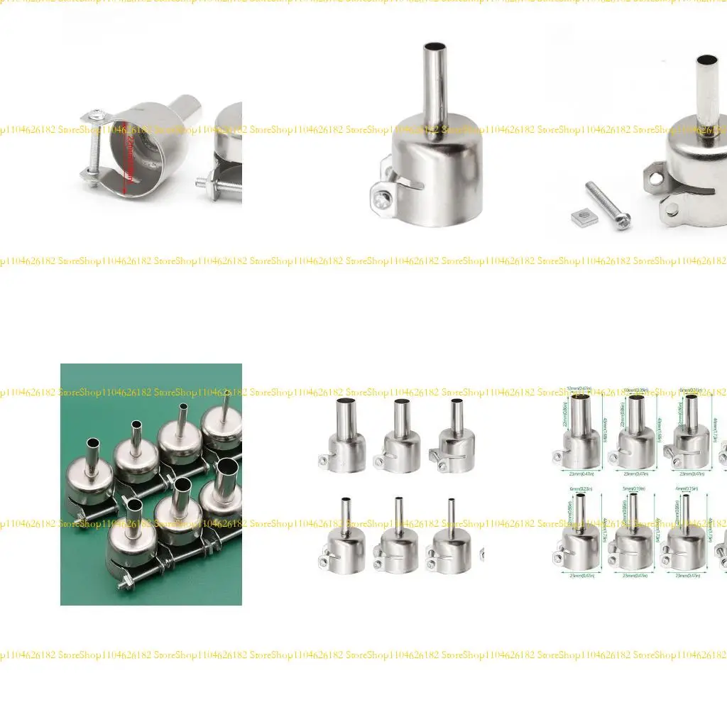 

Q2Q4 Heat Guns Nozzles,8pcs/Set 3/4/5/6/7/8/10/12mm Stainless Steel Mouth Tips With Lock Screw Firmly Lock Nozzle Repair Tool