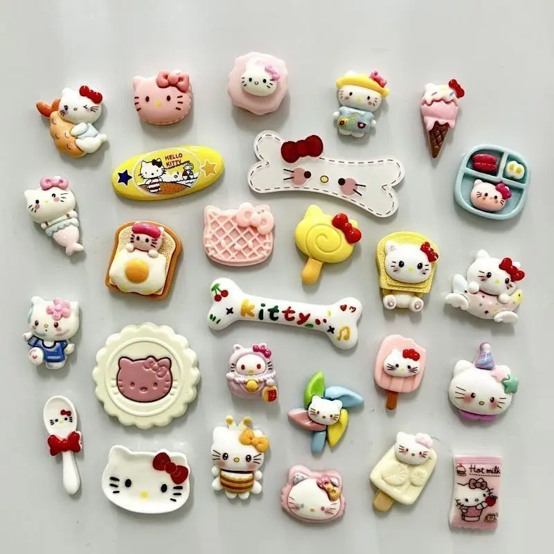 Hello Kitty Sanrio Refrigerator Magnet Three-dimensional Cute Diy Decoration Resin Refrigerator Magnet 3d Stereo Decoration New