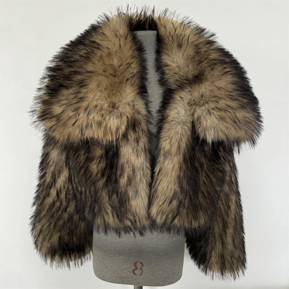 

Faux Mongolian Sheepskin Fur Coats for Women, Fake Sheep Fur Jackets, Long Sleeve, Short Fur Coats, Streetwear, Warm, Winter