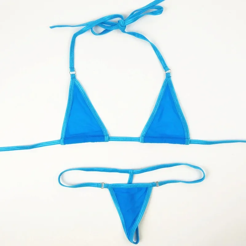 Kobiety Sexy bikini mini mikro strój kąpielowy bandaż przezroczysta siateczka strój kąpielowy plaża Sunbath strój kąpielowy Top + dół stringi String