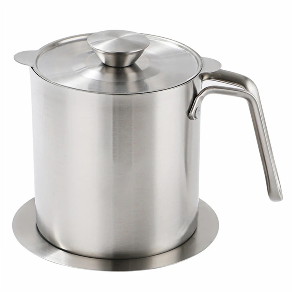 

1Pcs Large Capacity Oil Strainer Pot with Lid Anti-Scald Handle Kitchen Grease Container Fine Mesh Filter for Home Restaurant