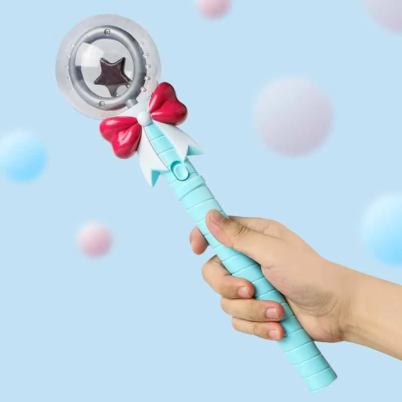 New Dream Bow Transparent Ball Rotating Flash Wand With Light Dynamic Music Light-emitting Magic Wand Girls Play House Toy Gifts