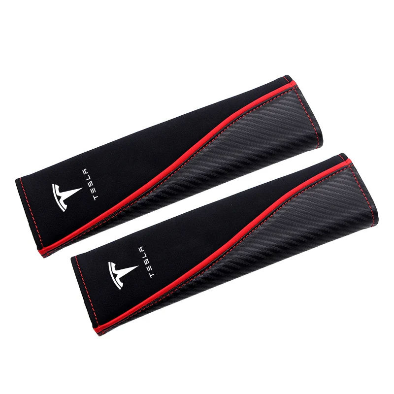 For Tesla Model 3 Model Y Model S Model X 2017 2018 2019 Roadster 2Pcs Car Seat Belt Cotton Cover Case Shoulder Pads Accessories