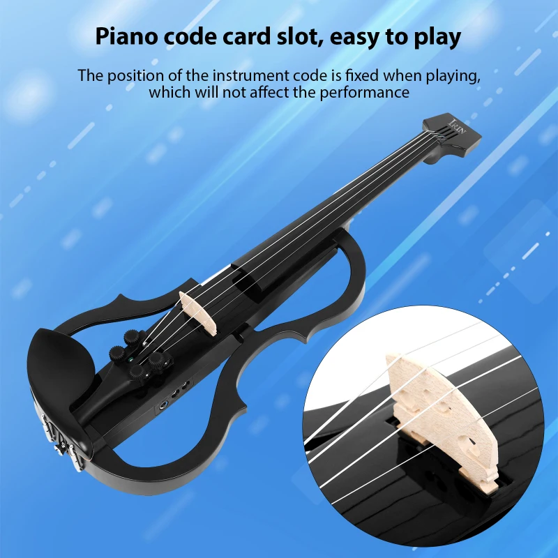 IRIN 4/4 Violin Full Size Set Professional Silent Electric Violin Carbon Fiber with Headphones Connecting Cables Shoulder Pads