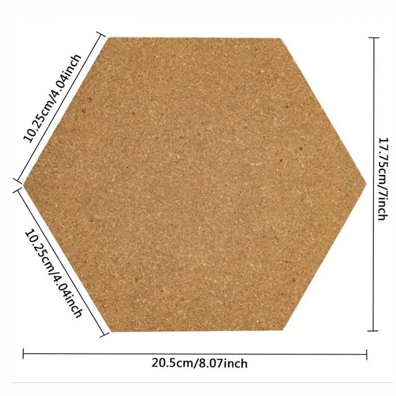 Self-Adhesive Cork Board Tiles Office Home Wood Photo Background Hexagon Stickers Wall Message Drawing Bulletin Boards