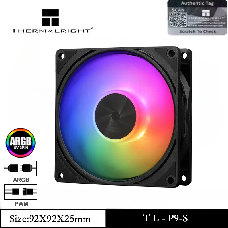 

Thermalright TL-P9-S 1/3/5 PCS CPU Fan ARGB 4PIN PWM Computer Fan 9225 Specifications 2200RPM Speed Desktop CPU Cooling Fan