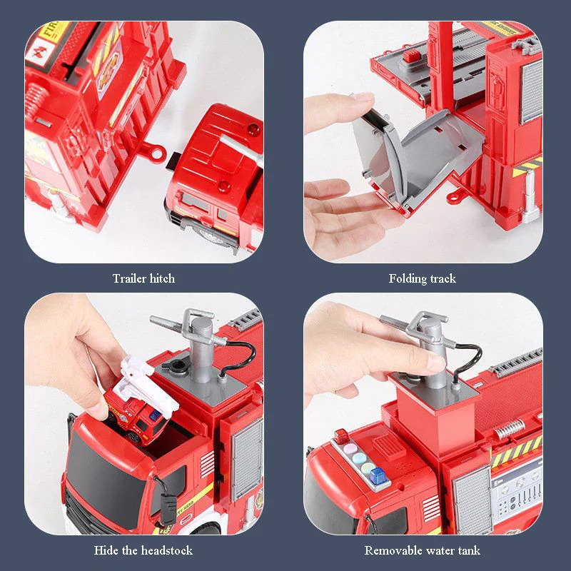 Simulated Fire Truck Toy Large Deformation Water Spray Ladder Engineering Vehicle Parking Lot Track Toy Boy Gift