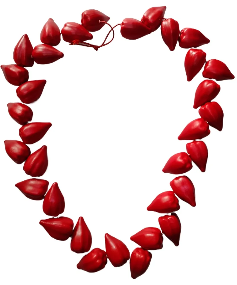 Authentic Samoan Roman Reigns Ula Fala Necklace Red Mens Ceremonial Chief Formal Event Handwoven Cultural Gift