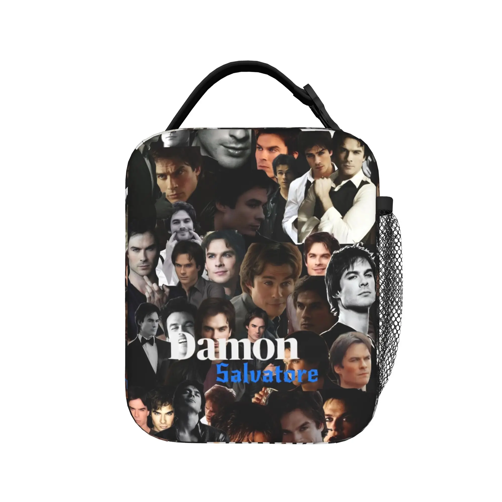 The Vampire Diaries Resuable Movie Lunch Bag Damon Salvatore Picnic Lunch Box For Child Thermal Tote Handbags Oxford Cooler Bag