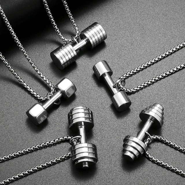 Mens dumbbell necklace clearance