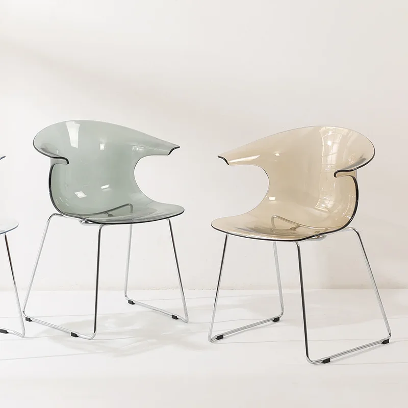 

Nordic Transparent Dining Chair Medieval Designer Acrylic Simple Restaurant Chair Creative Negotiation Leisure Chair