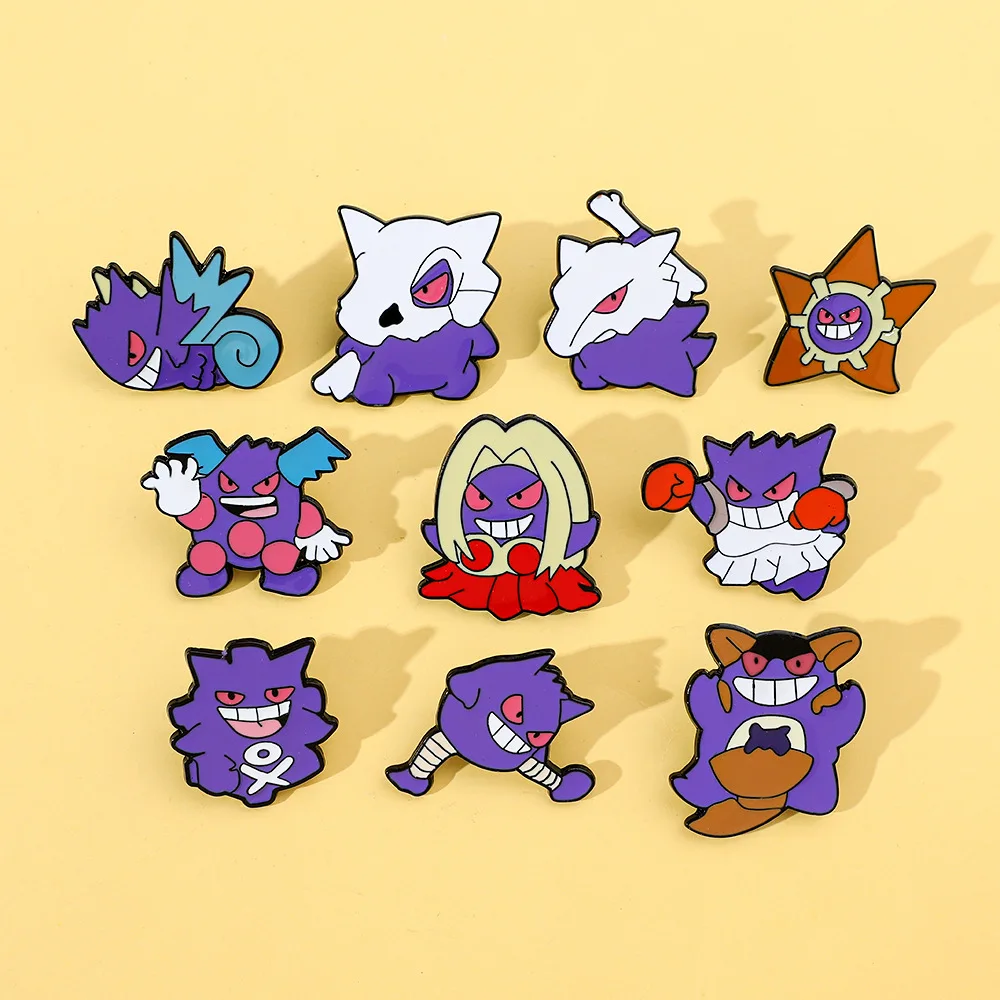 10Pcs Set Pokemon Cartoon Creative Gengar Alloy Brooch Anime Character Metal Badge Enamel Pins Backpack Decoration Accessories