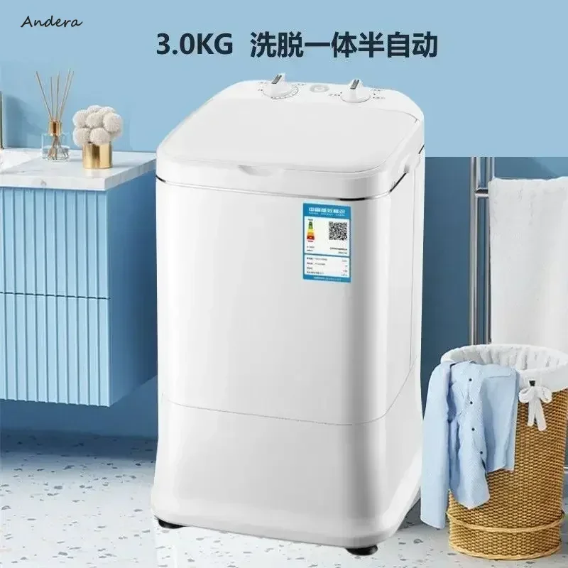 Washing Machine - Household Small Semi-automatic. Mini for Baby, Children. For Dormitory, Rental. Washing and Drying Integrated.