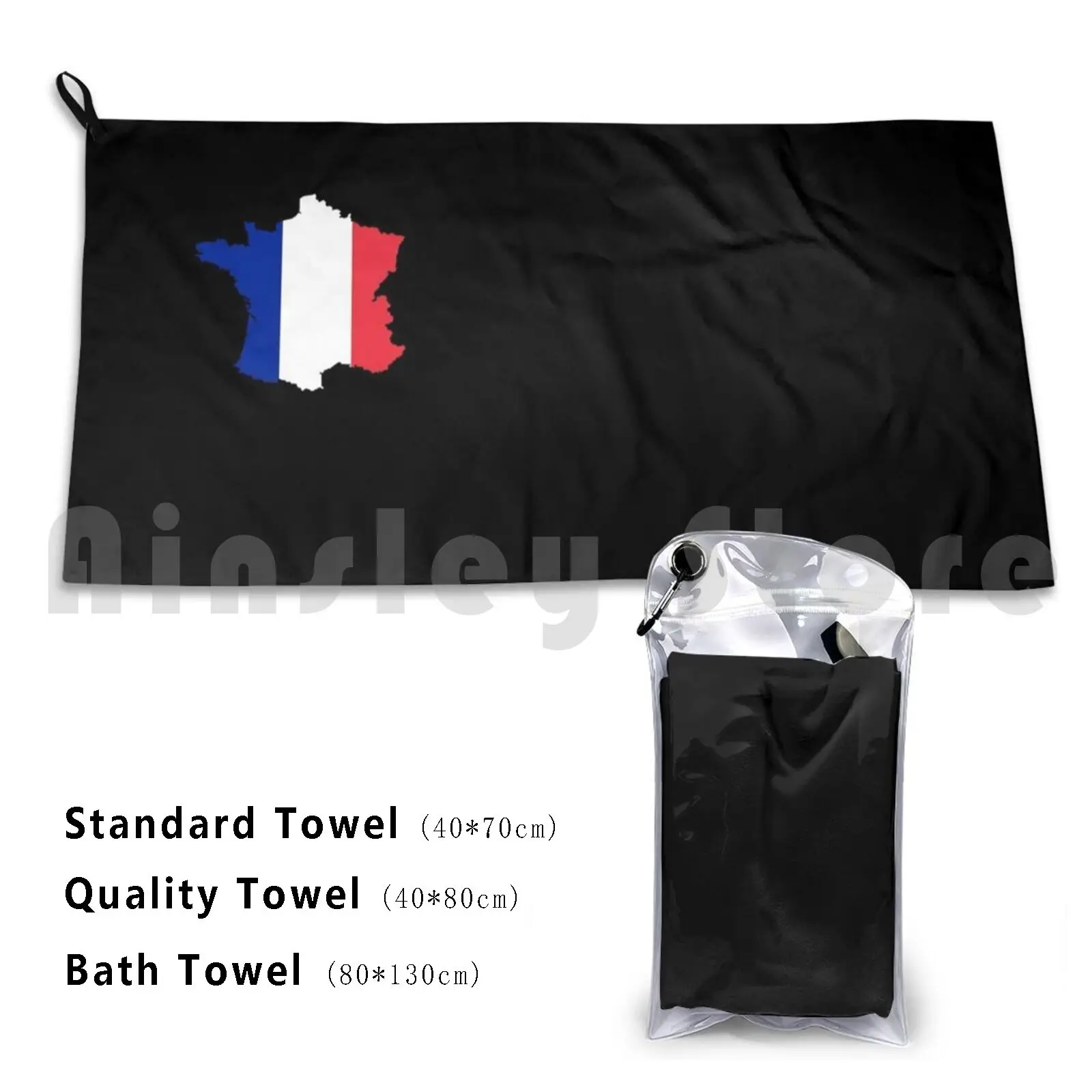 French Map Flag Custom Towel Bath Towel Protective Protective Quarantine Nurse Respiratory