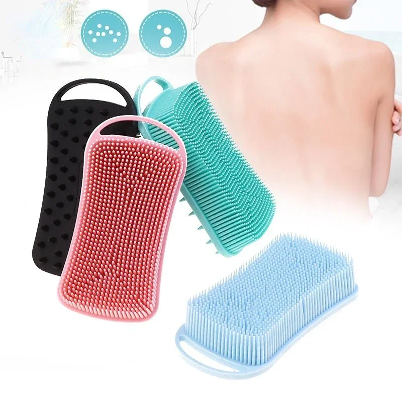 

2 in 1 Silicone Shower Brush Scrubber Soft Silicone Scalp Massager Shampoo Brush Double-Sided Body Brushes Foam Skin Clean Tool