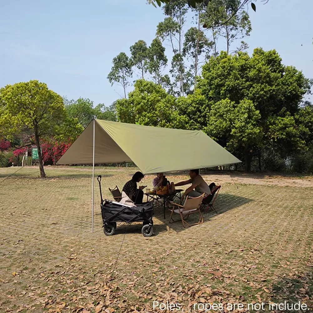 Wasserabweisende, silberbeschichtete UV-Schutzplane für Camping, Picknicks und Grillabende im Freien – leicht und in verschiedenen Größen erhältlich. – Detail 5