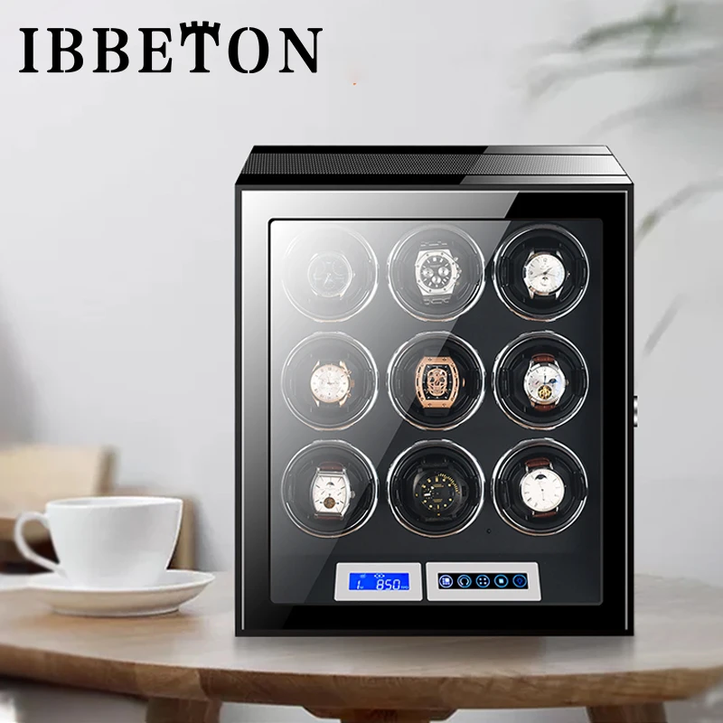 IBBETON العلامة التجارية الأسود بصمة LED نموذج ملفاف ساعة جهاز 2/3/6/9/12/24 صندوق ساعة كبير #4