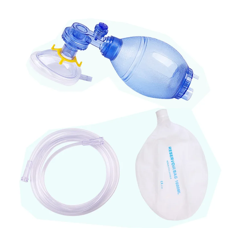 PVC Adult/Child/Infant Self-help Respirator Training Bag Valve Mask in Plastic Carry AED Training Tool