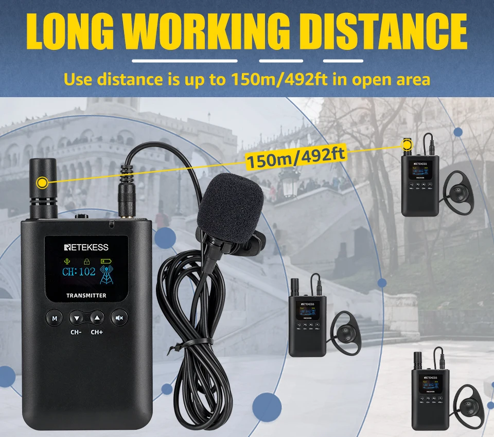 Retekess tt125 Drahtloses Tour Guide Headset System, Audio-Dolmetschersystem, Drahtloses Audiosystem, Flüster Tour Guide System, Kirchendolmetschersystem für Führungen, Bildungs- und Schulungssystem für Werksbesuche – Detail 5