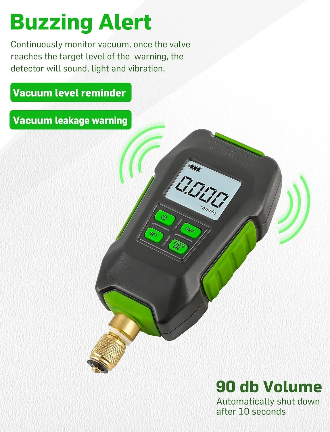Alarm Notice, Temp Compensation, LCD Display, 4 Units,Digital Micron Vacuum Gauge 1/4