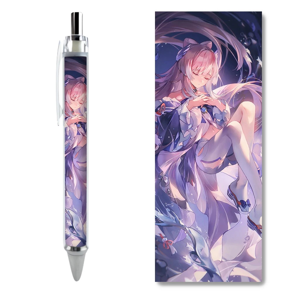 2/4PCS Sangonomiya Kokomi Genshin Impact Gel Pens Purple Series Stationery Anime Peripherals Writing Supplies Hobby Collectibles