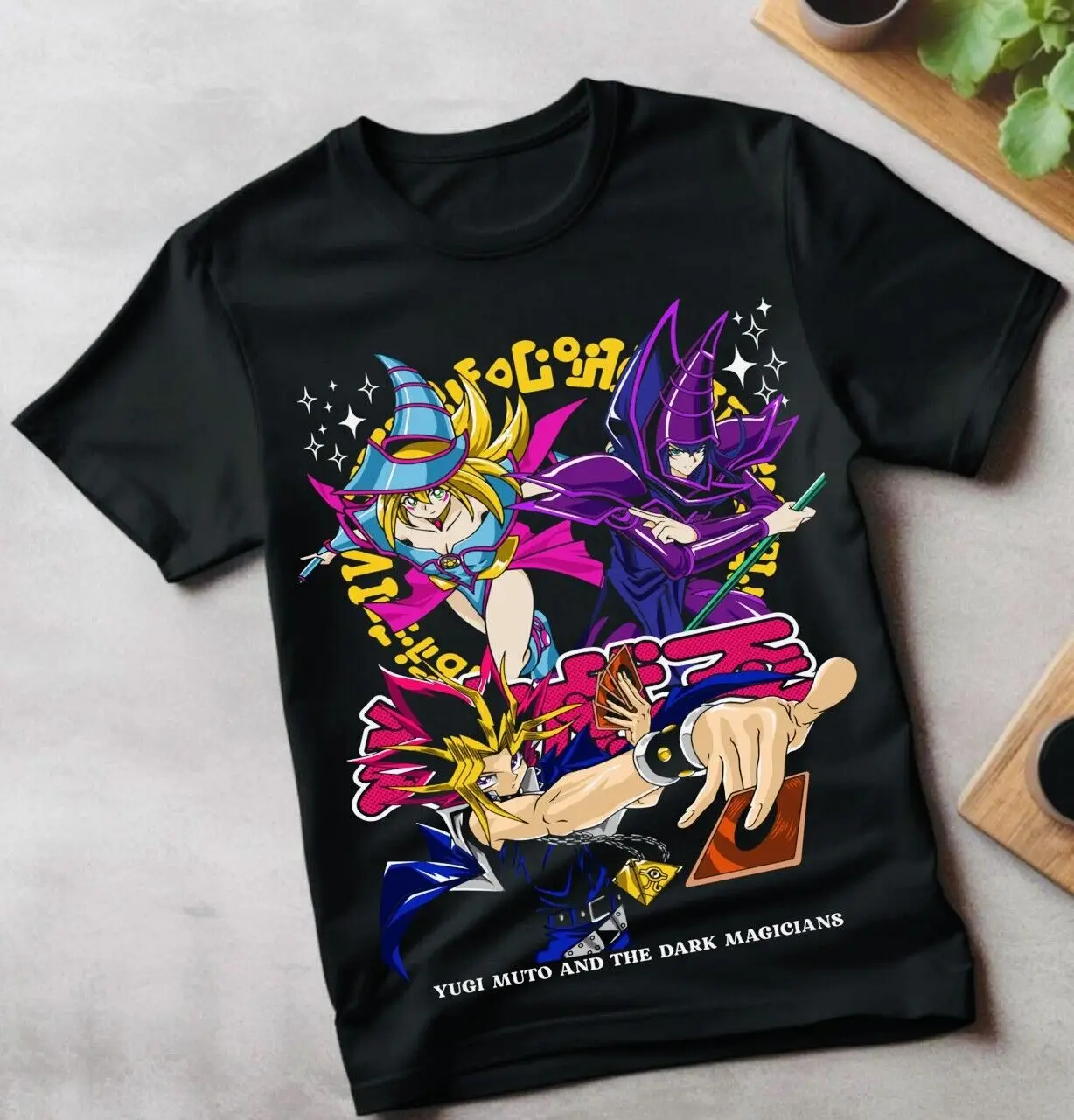 

Yu-Gi T-shirt Anime Manga Girl Tee 90s Cartoon Yu-Gi-Oh Black Shirt All Size