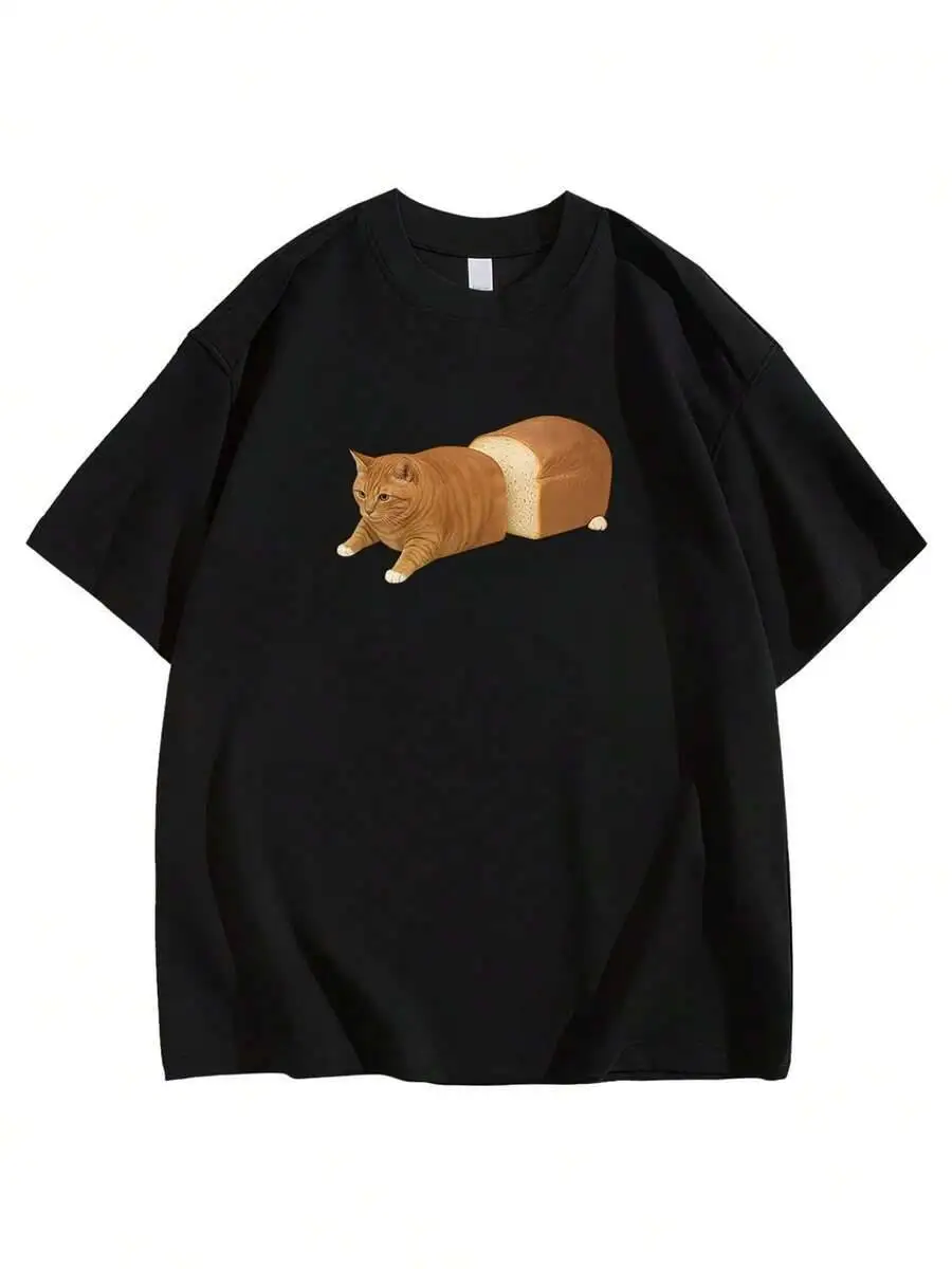 Cartoon Fun Creative Pattern Round Neck T-Shirt, Summer Fashion Short Sleeve, Daily Outing Style Top 100% Cotton Trendy Y2K