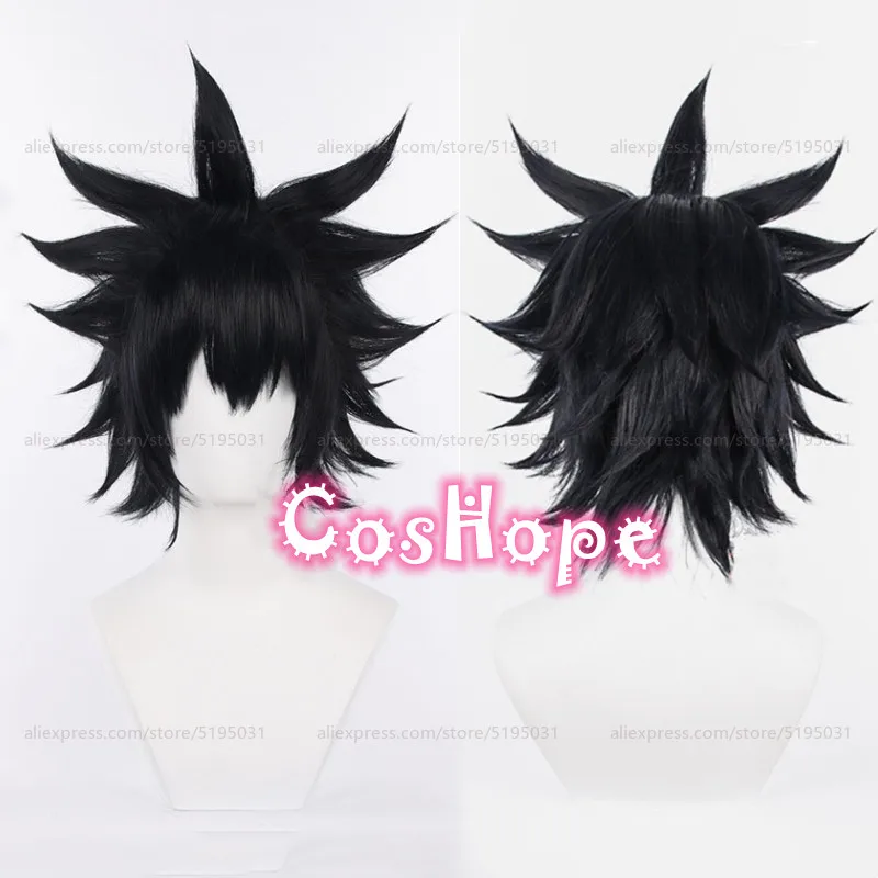 Fushiguro Megumi peruka do Cosplay mężczyzn 30cm peruka krótka czarna peruka Cosplay peruki syntetyczne peruka do Cosplay Anime