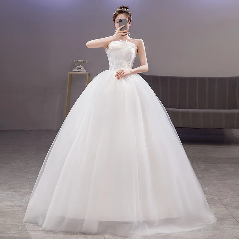 Vestido De Novia personalizado, nuevos vestidos De baile De talla grande sin tirantes, vestidos De Novia con cordones para mujer, Vestido De Novia