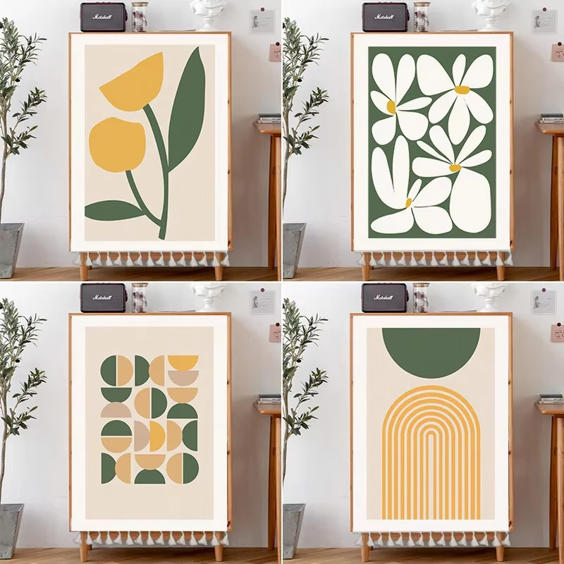 VIKAMA Cabinet Door Curtain Cover Morandi Flower Art Print Furniture Dust Cover No Pole 2D Flat Print Easy Install Home