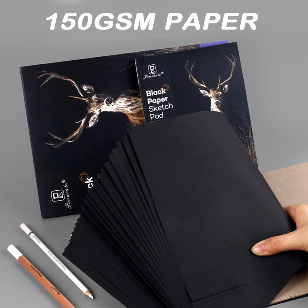 Schwarzes Papier-Skizzenbuch A4 A5 Skizzenblock Schwarzes Papier 150GSM – Detail 5