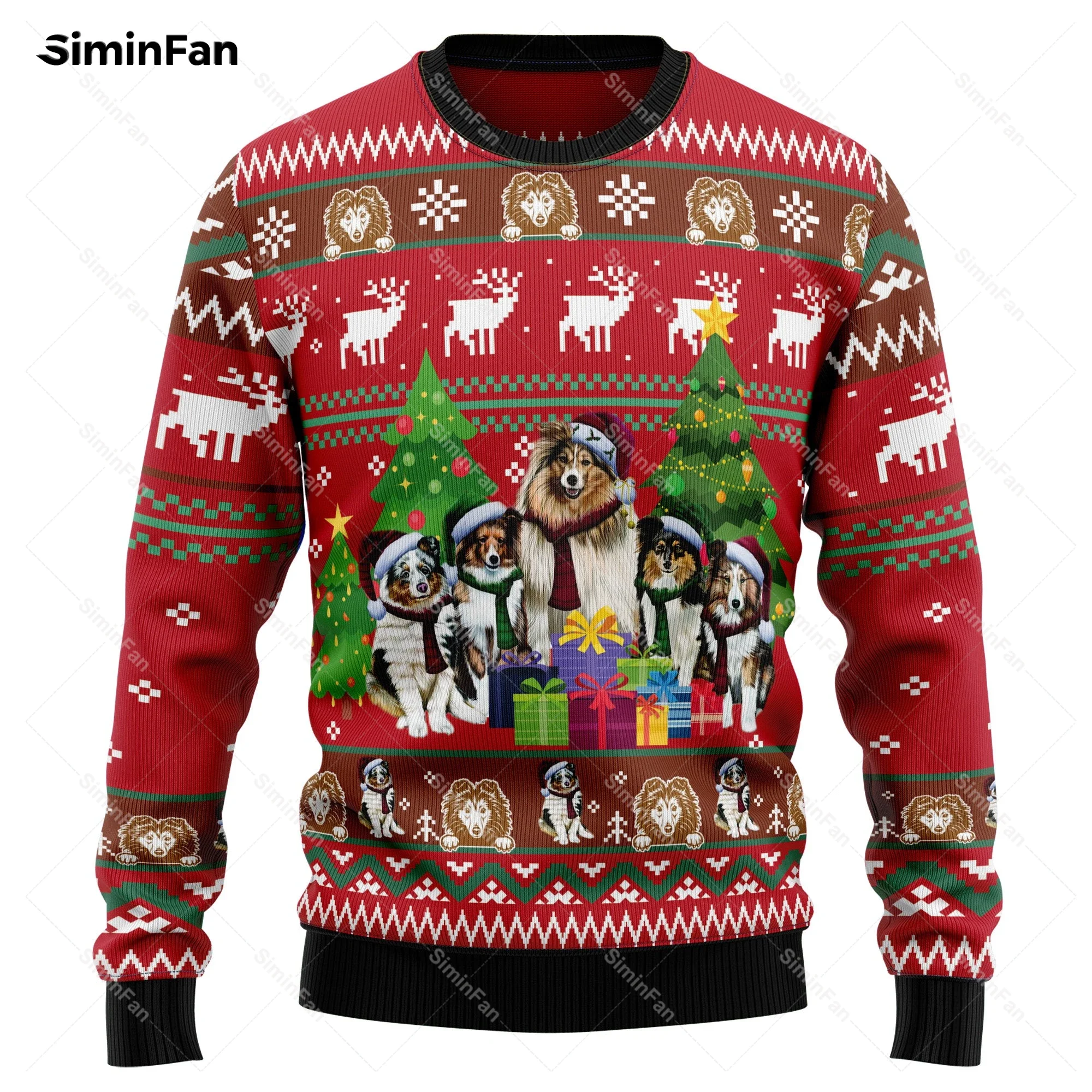 Work Hard For Dog Christmas Sweater 3D Printed Men Pullover Casual Sweatshirt Couple Long Sleeve Shirts Unisex Female Tops Coats