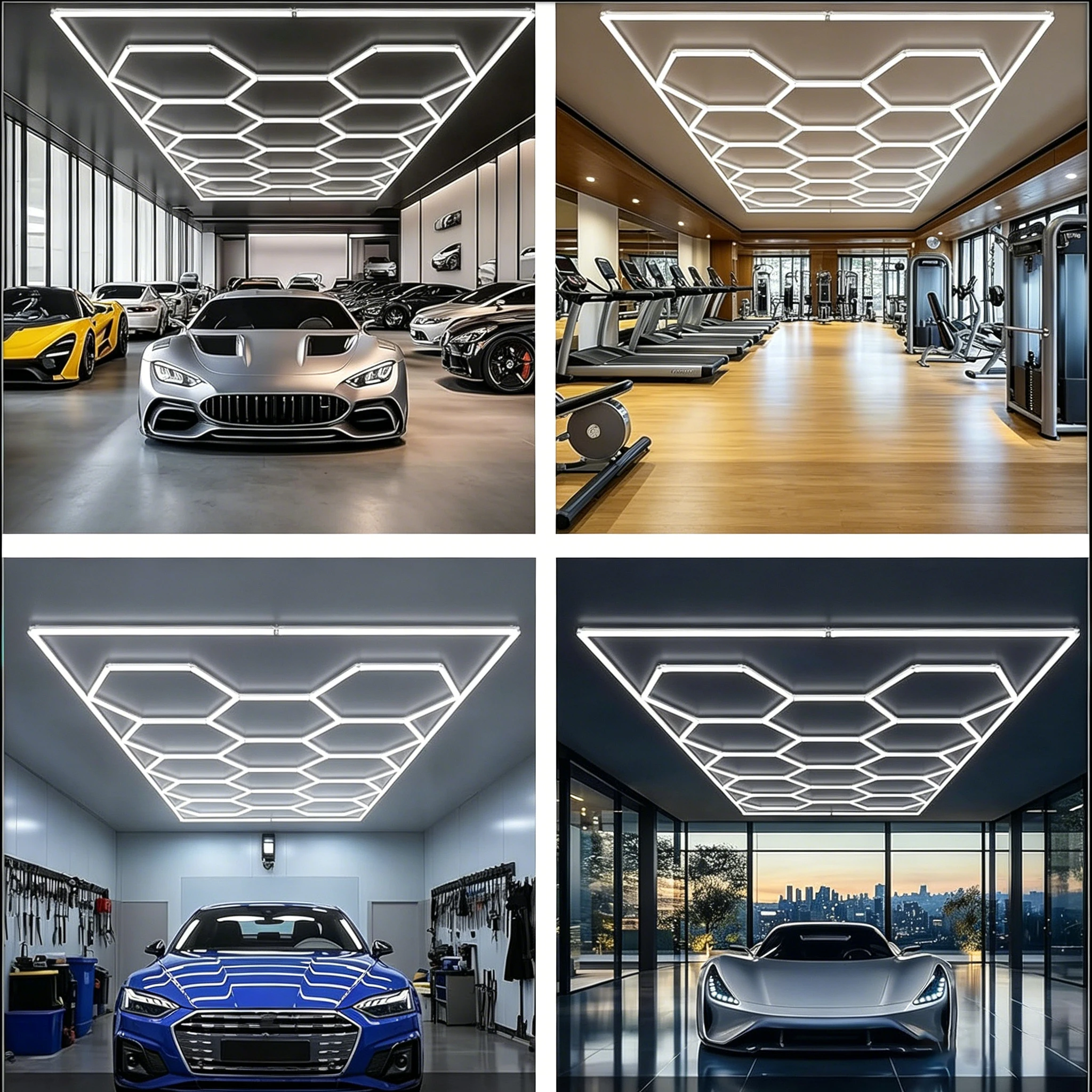 

Hexagon LED Ceiling Light, 680W Honeycomb LED Lighting Garage Light, LED Tubes Workshop Garage Studio LED Light