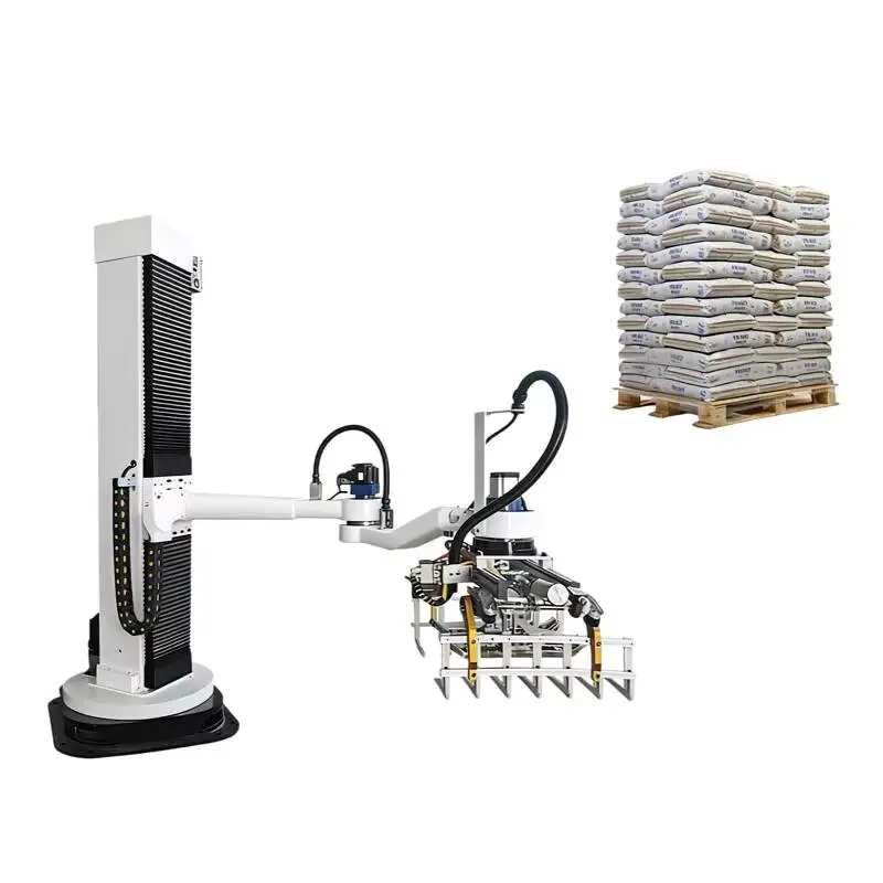 Vertical Column Palletizer | Automatic Palletizing Robot Stacking Machine Motor Gearbox 4 Kw Power 300-400P/H Capacity For Bags