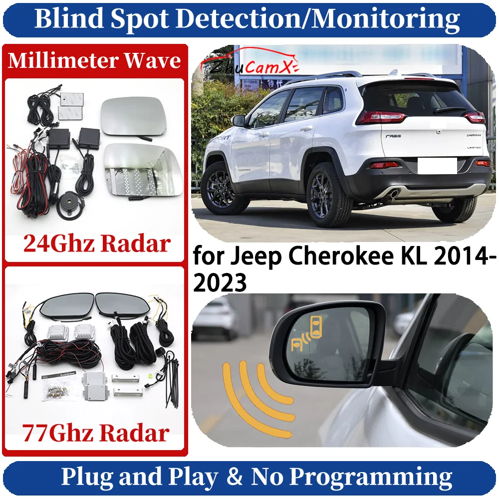 Car Blind Spot Monitoring/Detection System for Jeep Cherokee KL 2014-2023 Night Driving Side Lane Change Warning Safe Assist