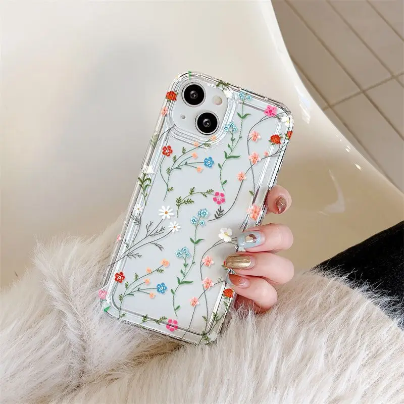 Flower Phone Case For iPhone 16 Pro Case iPhone 15 14 13 12 11 Pro Max 13 12 Mini Shockproof Soft Clear Cover Funda ﻿ image 3