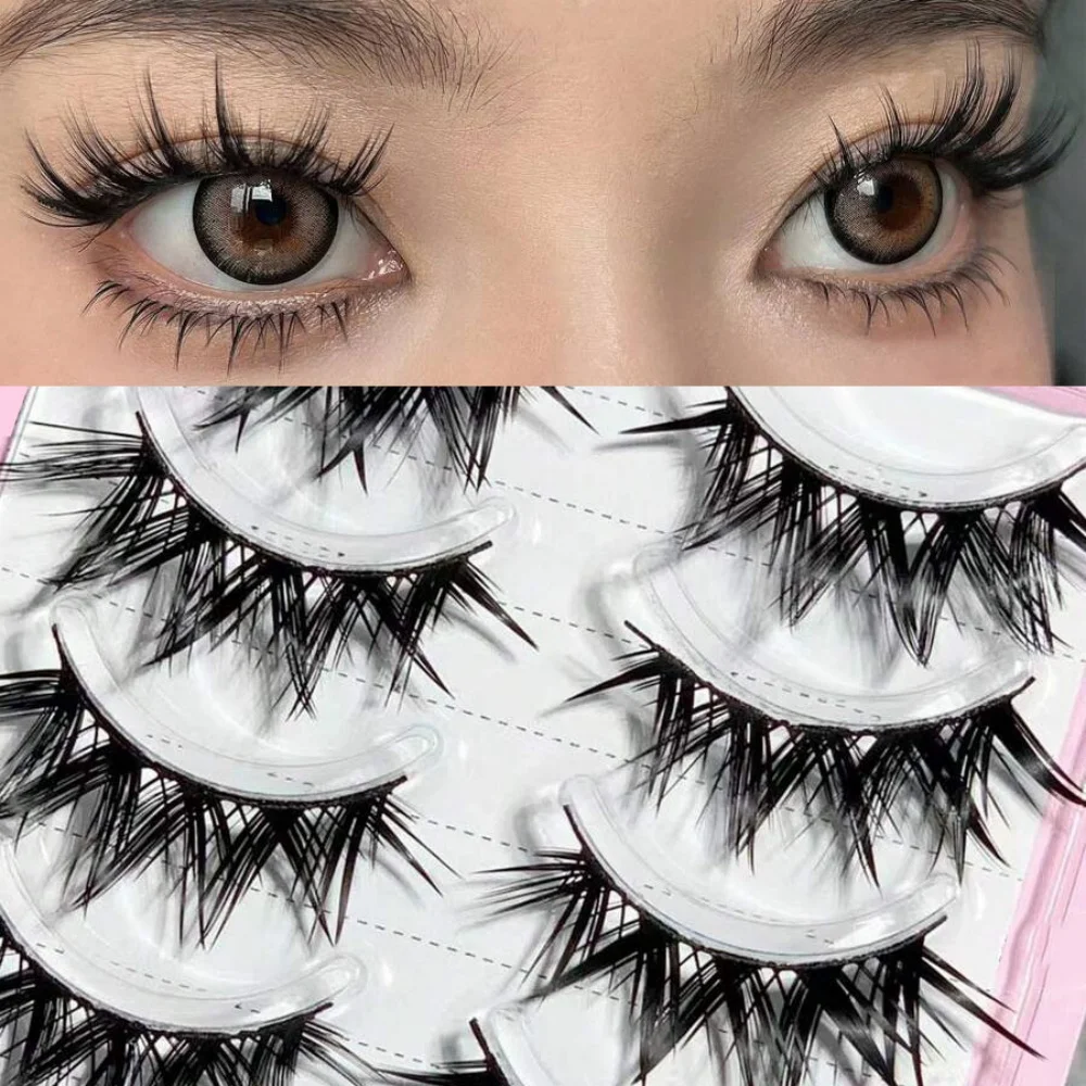 5 pairs of cartoon style fox eye makeup false eyelashes, super soft and slender, naturally curled and long