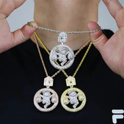 Hip Hop Ice Bright 5A Cube Zircon Circus Boys' Money Bag Necklace, Stylish Cuban Chain Jewelry Necklace with Letters